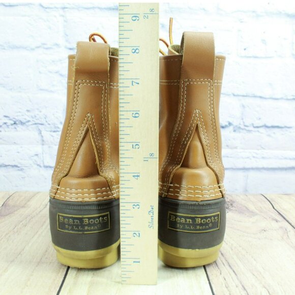 LL Bean Brown Leather 8" Lace Up Round Toe Unlined Ankle Duck Boots Size 9 M - Picture 6 of 10